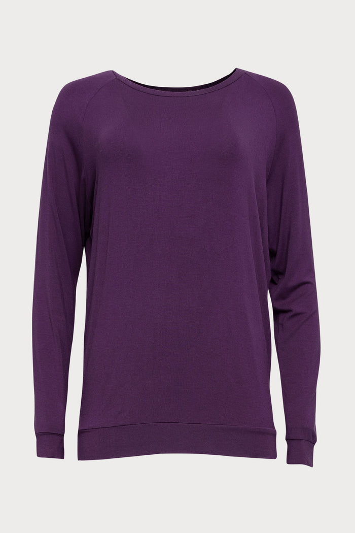 Clarissa Long Sleeve Slouch Jersey Top Purple, Size UK 8