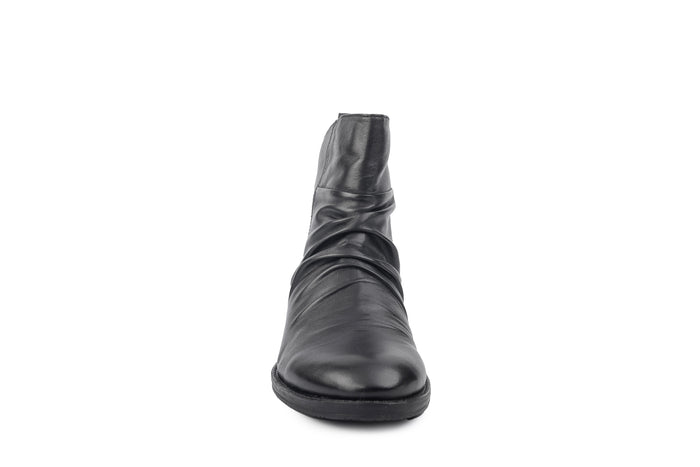 Colette Gathered Black Ankle Boot