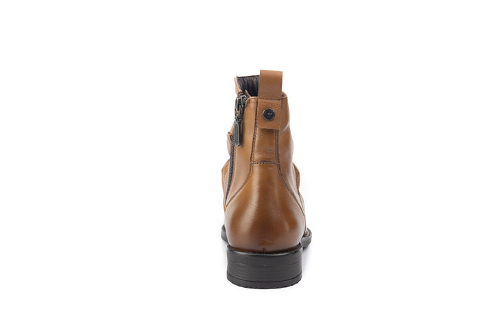 Colette Gathered Tan Ankle Boot