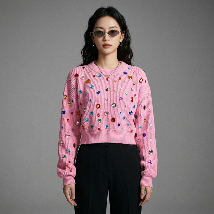 Pull femme colorblock motifs diamants - Koreanxwear - Taille One Size