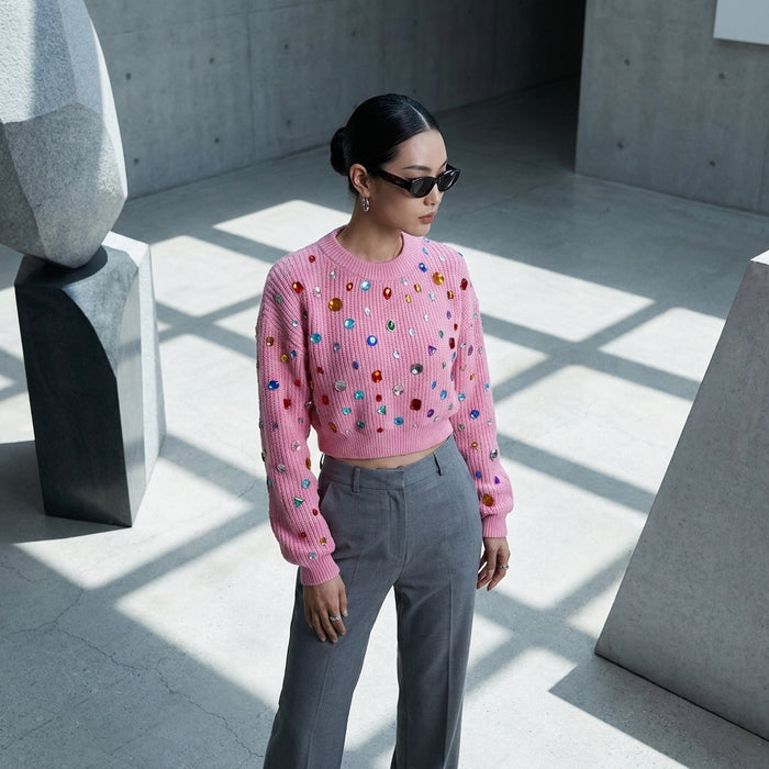 Pull femme colorblock motifs diamants - Koreanxwear