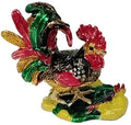 Colored Rooster with black cloak Standing in the Grass - Bejeweled Trinket Box Trnk-4058-4