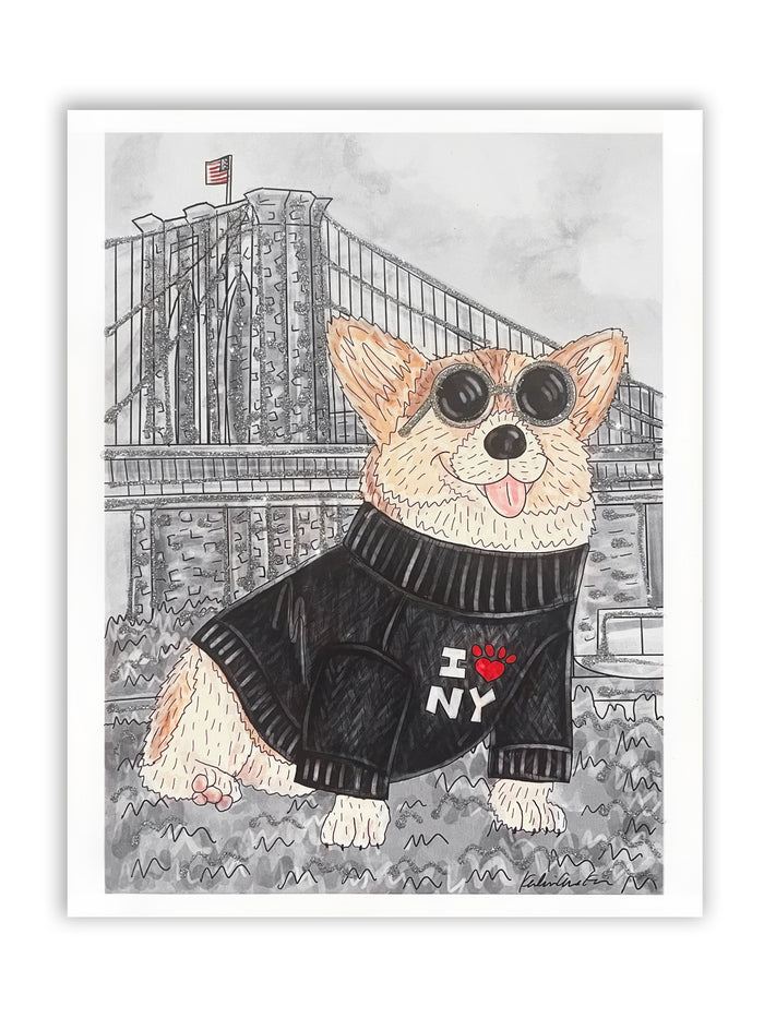 Corgi Glitter Art Print