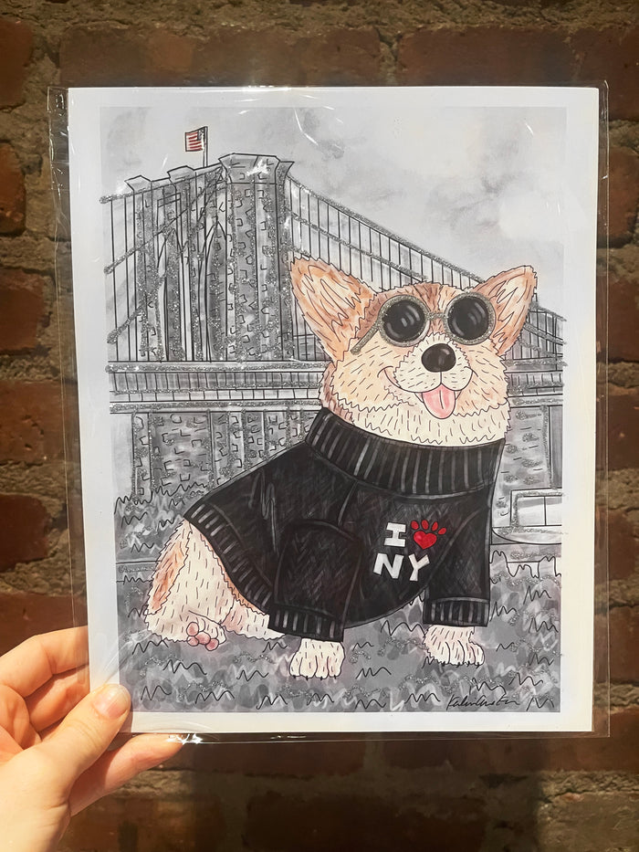 Corgi Glitter Art Print