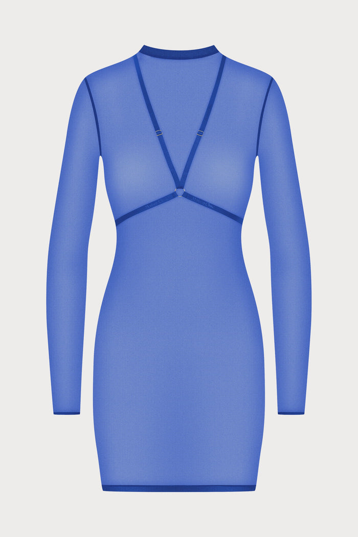Maison Close Corps à Corps Mini Dress with Harness Neon Blue