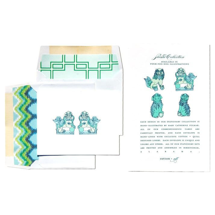Cotton & Quill Flat Note Cards - Foo Dog.