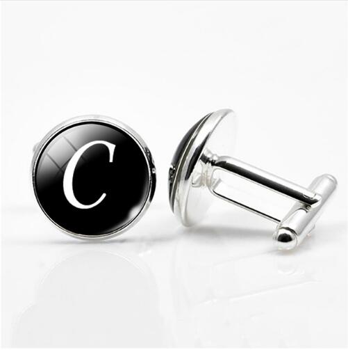 Cufflinks - Black A-Z Alphabet Cuff Links