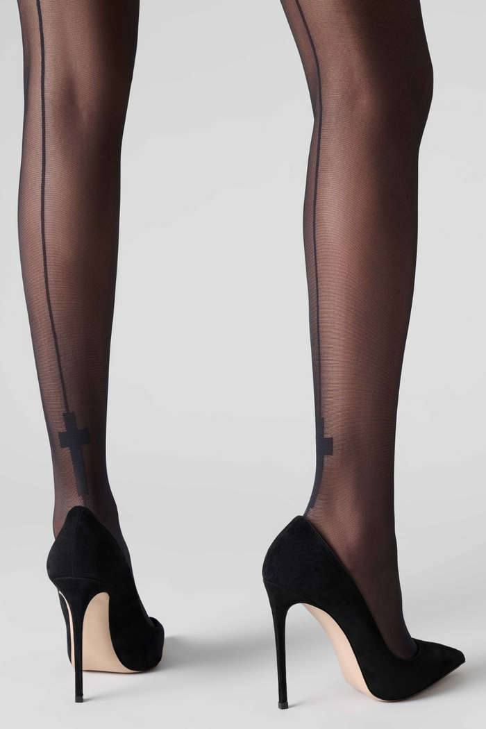 Maison Close Cut & Curled Cross Detail Back Seam Stockings 20 Denier - Naughty Knickers
