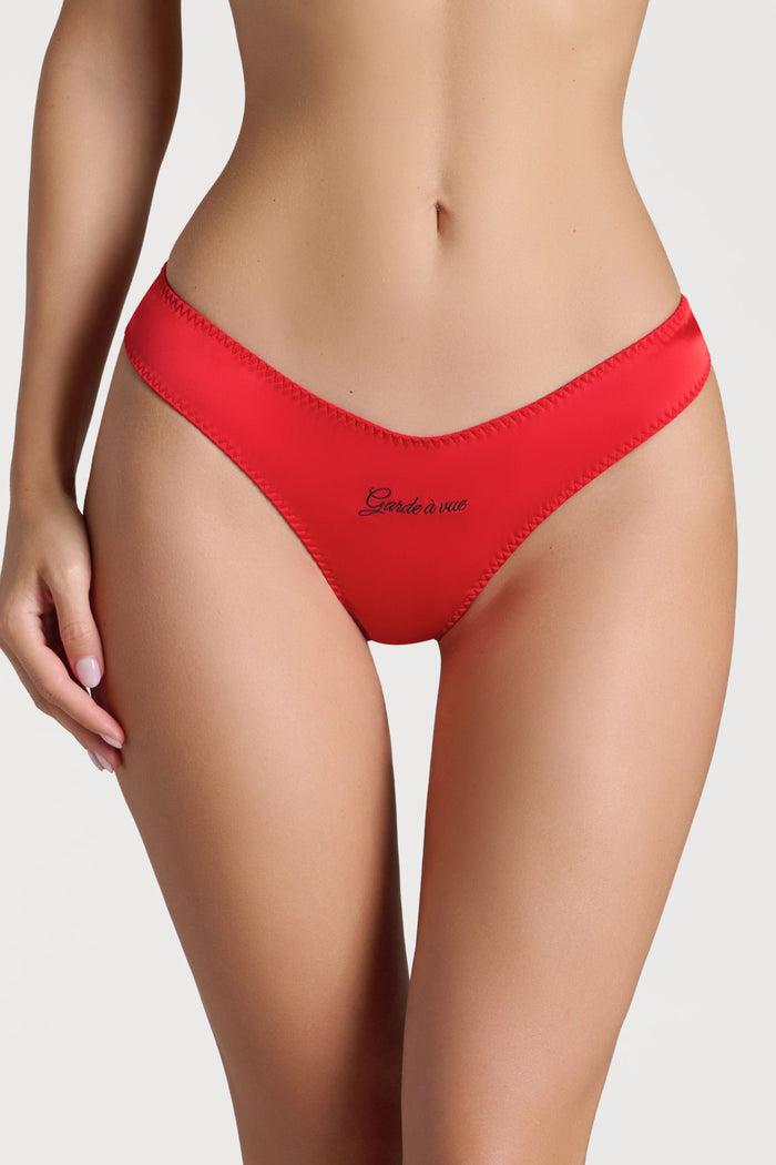 Scandale Dédicace Satin High Hips Thong Red