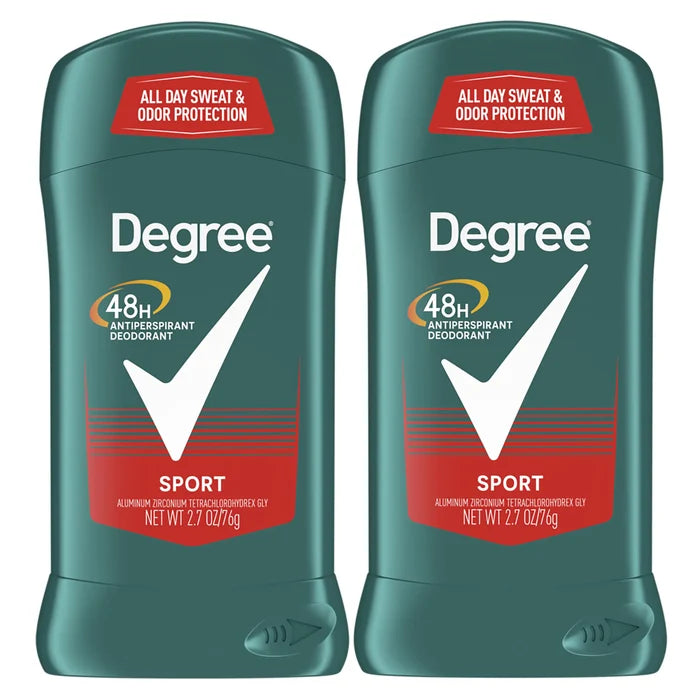 Degree Men Original Antiperspirant Deodorant for Men, Pack of 2, 48-Hour Sweat and Odor Protection, Sport 2.7 oz