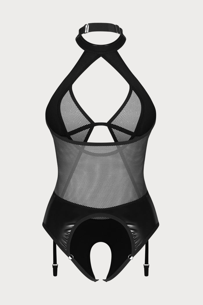 Obsessive Dominna Crotchless Bodysuit Black