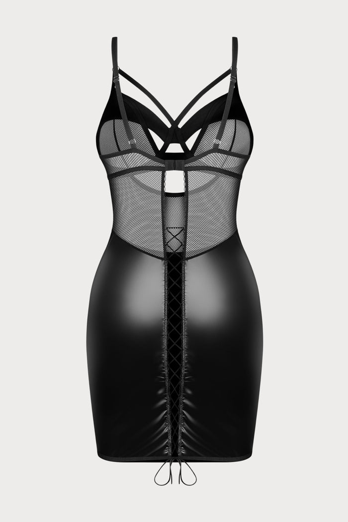 Obsessive Dominna Chemise & Thong Set Black