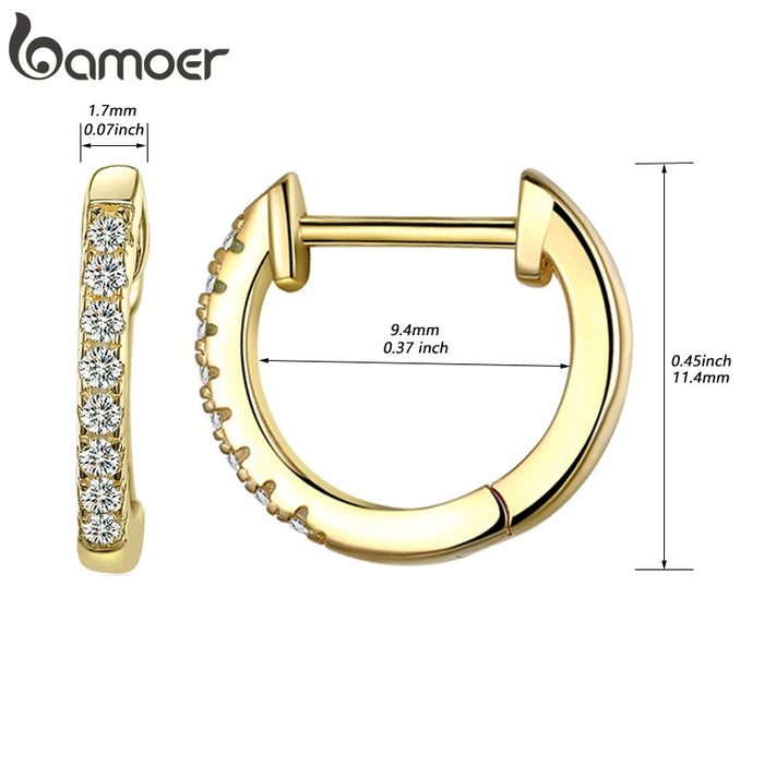Earring - 14K Gold Plated 925 Sterling Silver Bamoer CZ Ear Rings