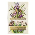 Easter Postcard Art Nouveau Style Iris Flowers Bunny Rabbits Gold Embossed