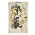 Easter Postcard Attached Mechanical Poem Booklet Lilies & Violets Winsch Publishing