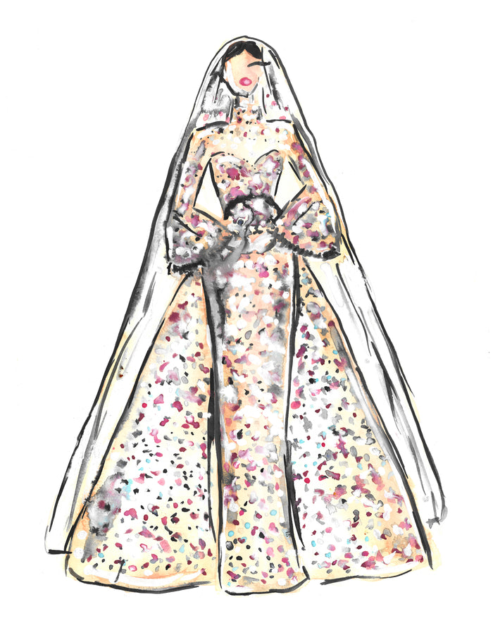 Elie Saab Couture Bride Watercolor Painting