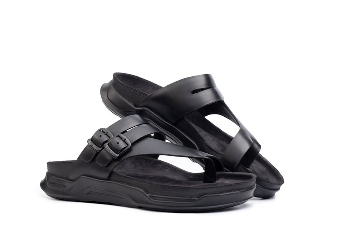 Embrace: Black Dual-buckle Sandal