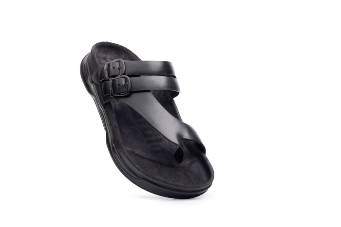 Embrace: Black Dual-buckle Sandal