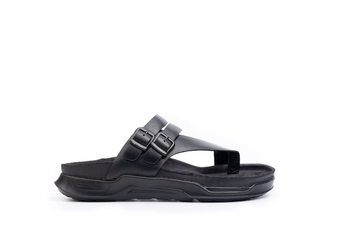 Embrace: Black Dual-buckle Sandal