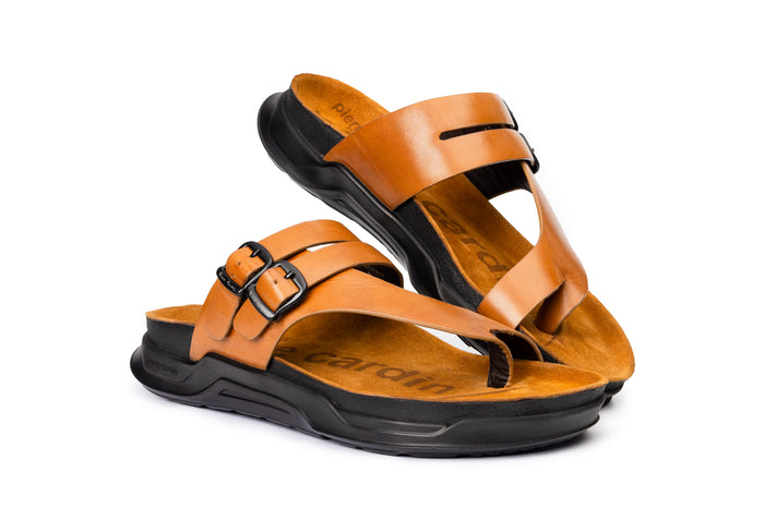 Embrace: Tan Dual-buckle Sandal