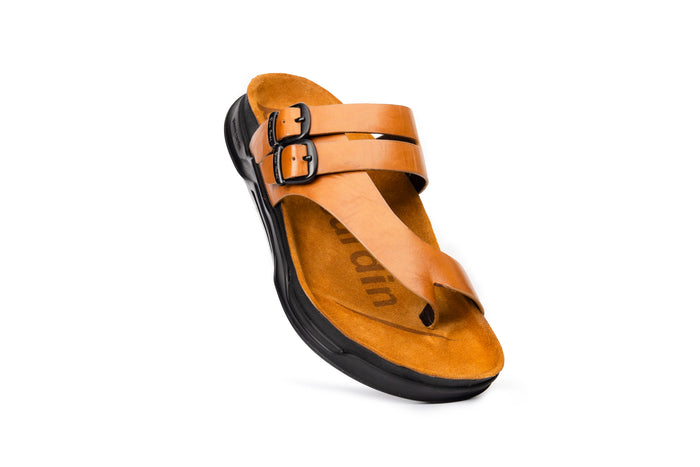 Embrace: Tan Dual-buckle Sandal