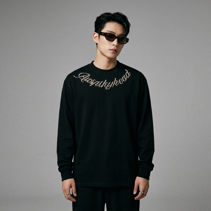 T-Shirt basique brodé manches longues pour homme - Koreanxwear - Taille M