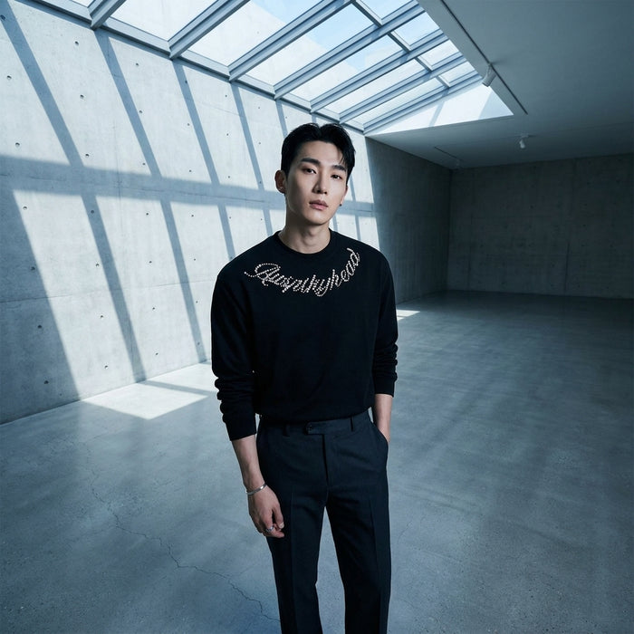 T-Shirt basique brodé manches longues pour homme - Koreanxwear