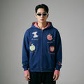 Cardigan hoodie bicolore à carreaux brodé, style streetwear K-fashion - Taille S