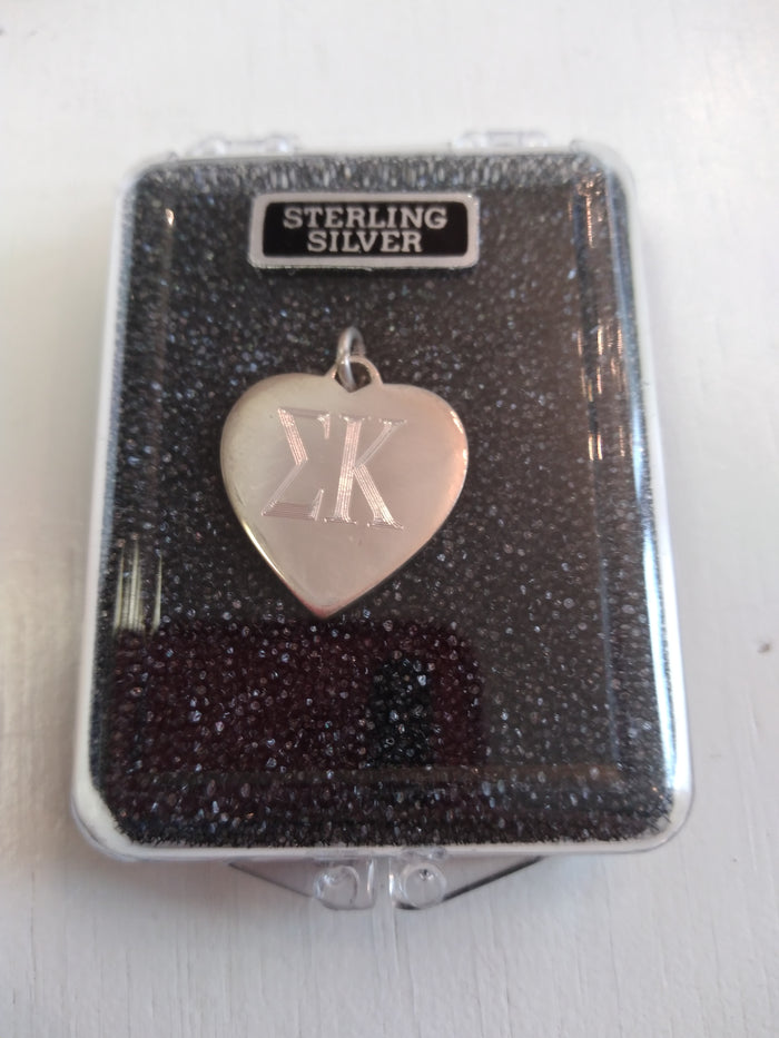 Engraved Heart Charm - Sigma Kappa