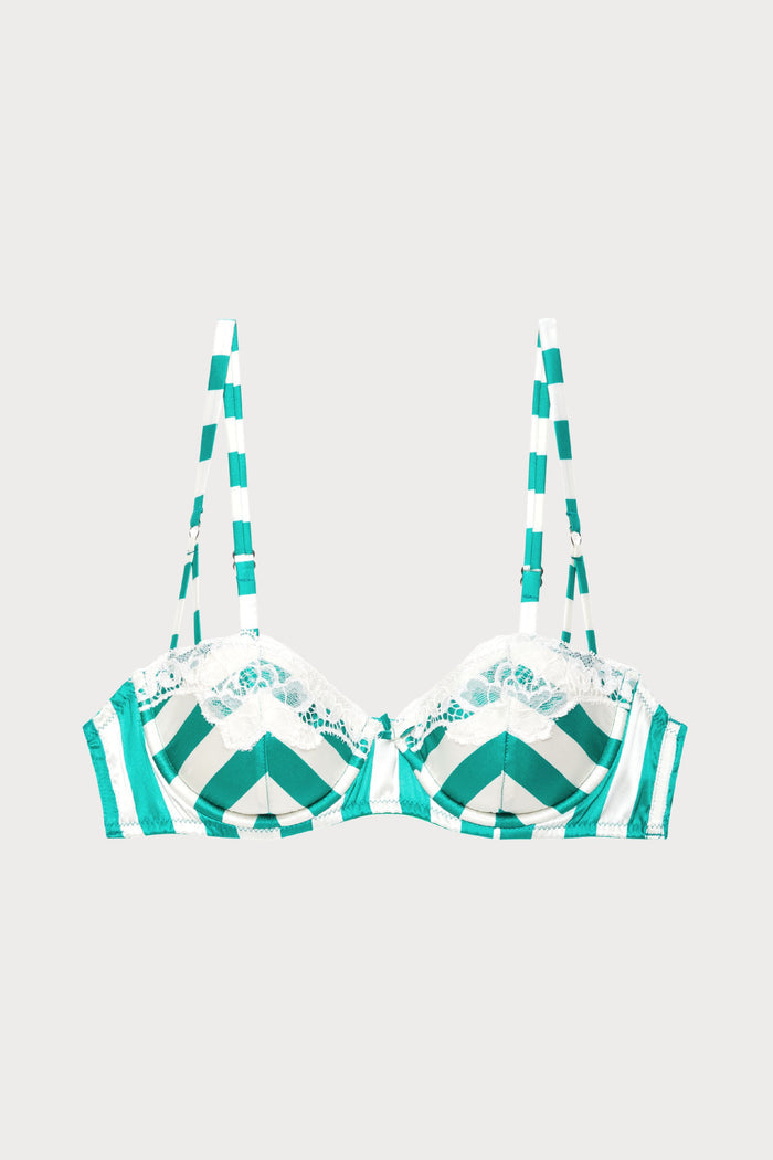 Eve Silk & Lace Balconette Bra in Riviera Stripe