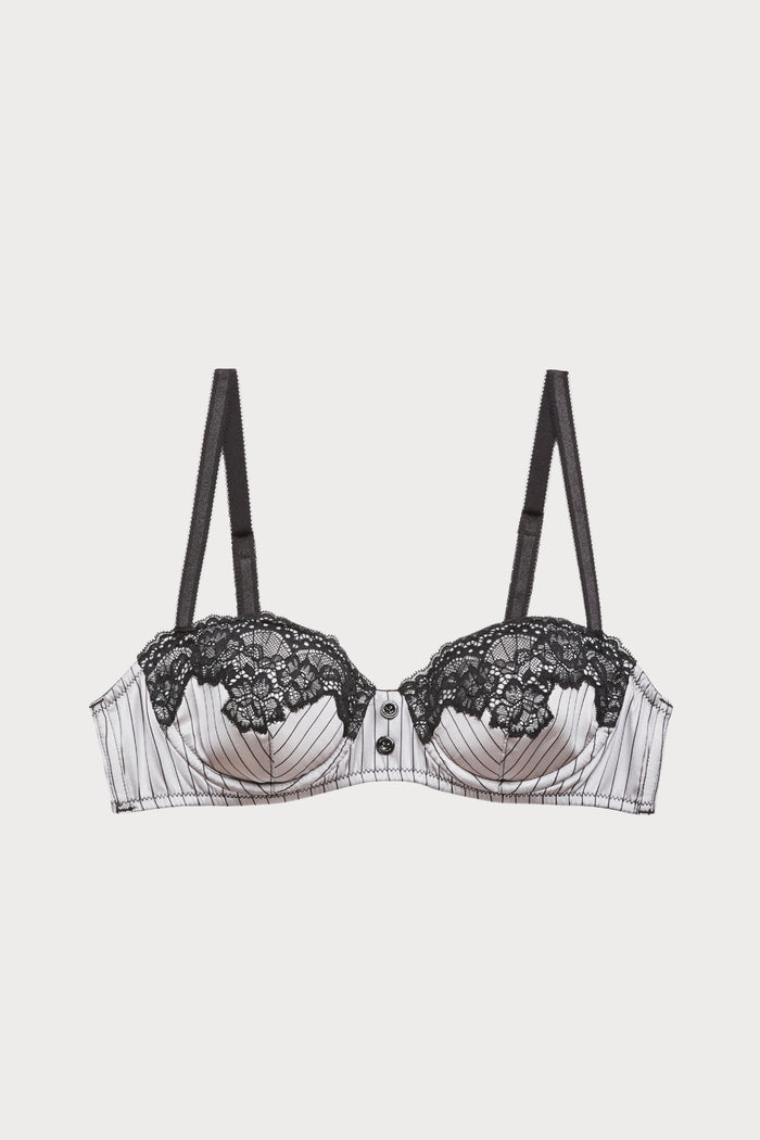 Executive Pinstripe Silk Balconette Bra