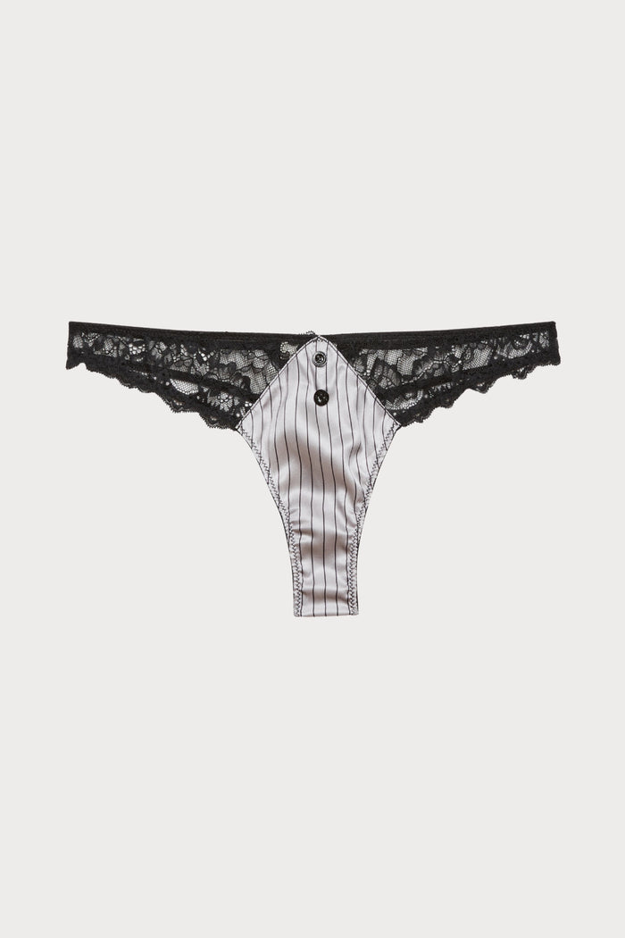 Executive Pinstripe Silk Thong