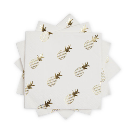 Fancy Gold Foil Pineapple Napkins/ Luncheon/ 20 Count