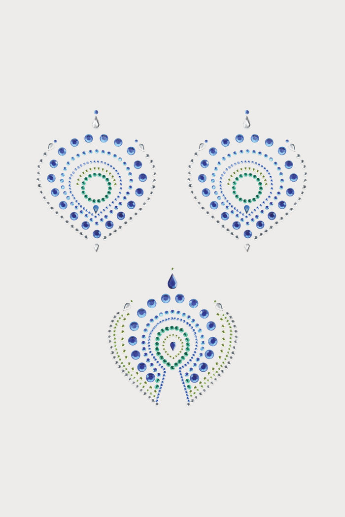 Bijoux Indiscrets Flamboyant Rhinestone Body Decorations Green/Blue - Naughty Knickers