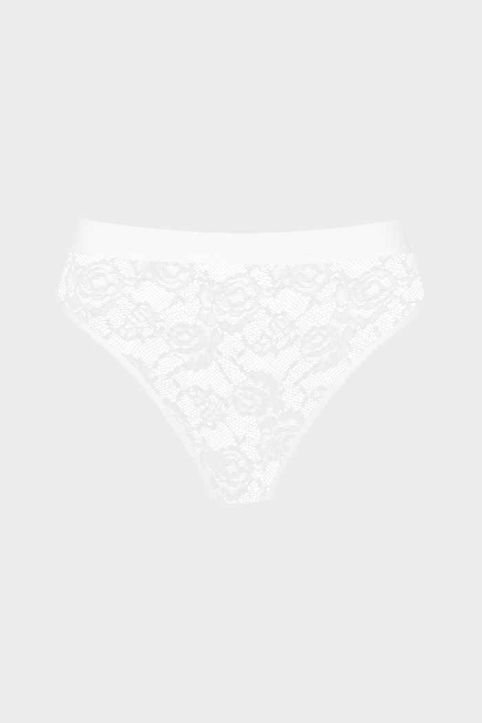 Maison Close Flashback Lace High Waist Thong White