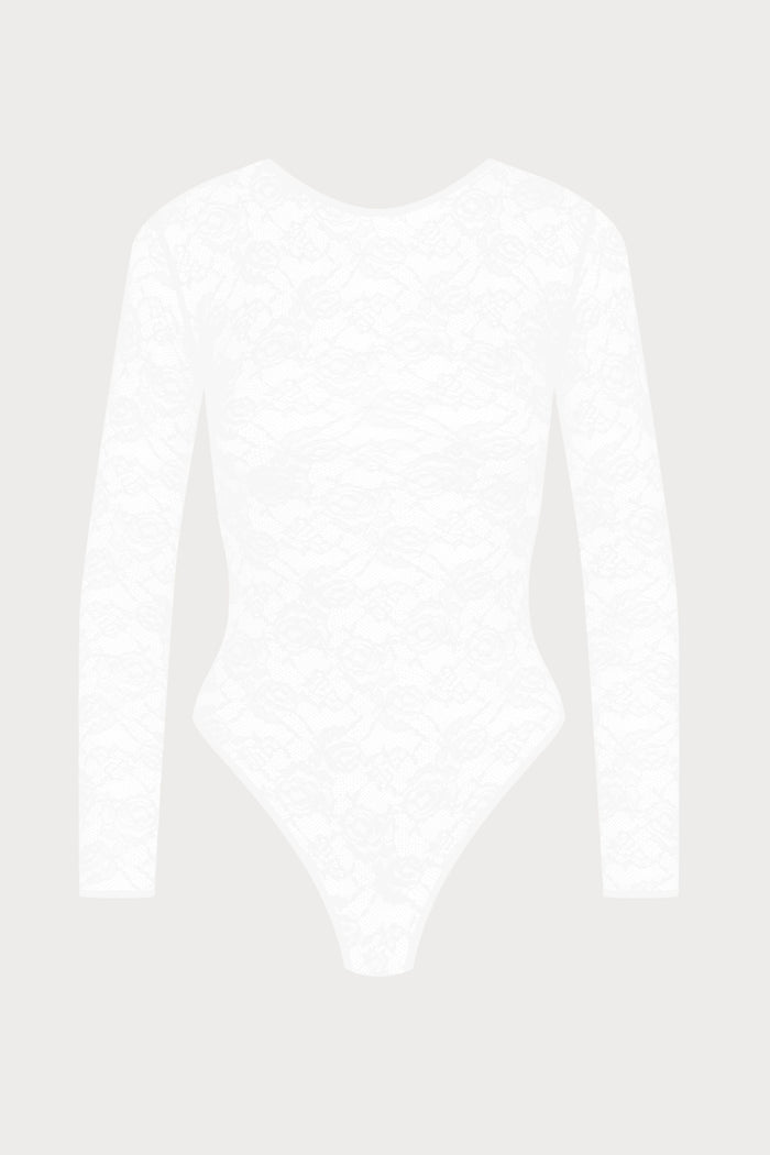 Maison Close Flashback Long Sleeve Thong Body White