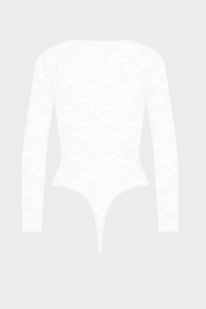 Maison Close Flashback Long Sleeve Thong Body White