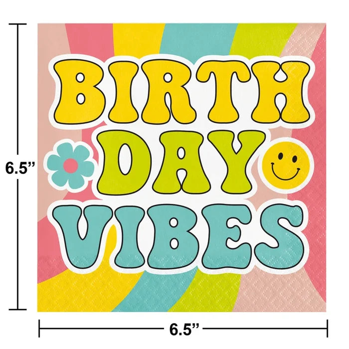 Flower Power Birthday Vibes Luncheon Napkins