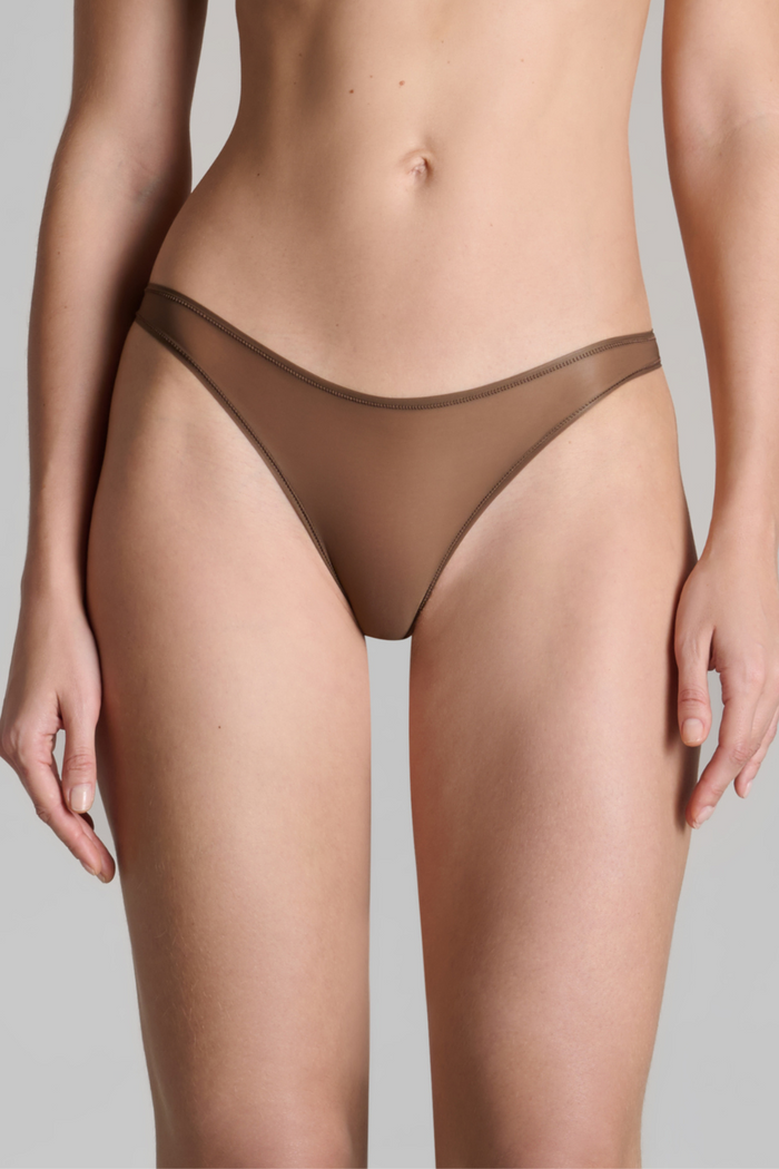 Maison Close French Kiss Light Mocha Sheer Open Brief