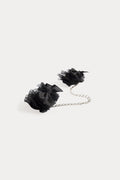Bijoux Indiscrets Black Frou Frou Organza Handcuffs with Silver Chain