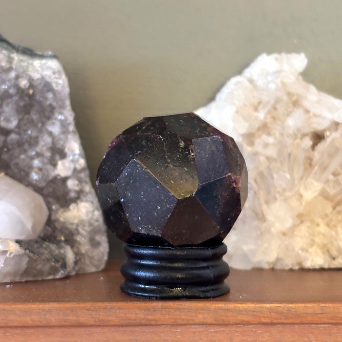 Garnet Sphere Faceted Red Crystal Ball Gemstone