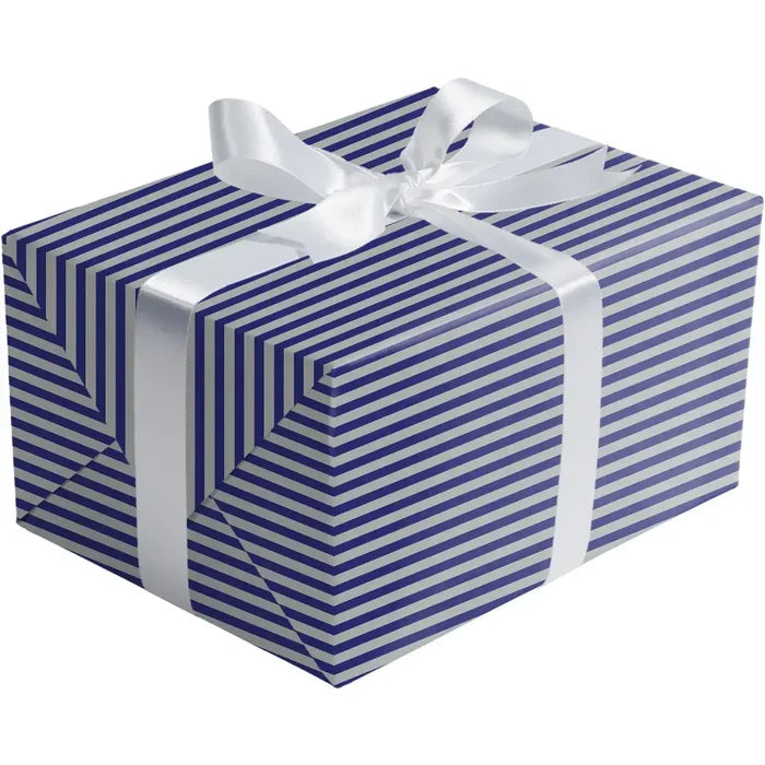 Gift Wrap - Blue Silver Stripe (Recycled Fiber) -