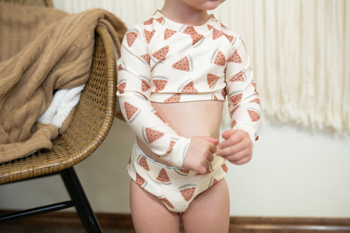 Girls Watermelon Crop Two Piece Swim Set
