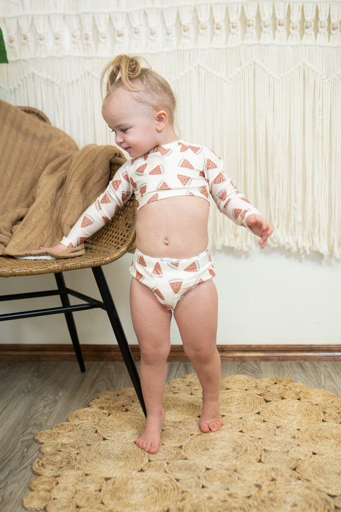 Girls Watermelon Crop Two Piece Swim Set