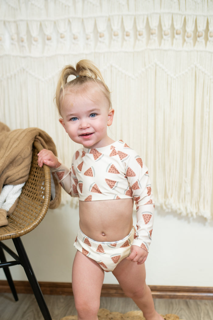 Girls Watermelon Crop Two Piece Swim Set