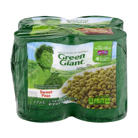 GREEN GIANT YOUNG TENDER SWEET PEAS 15 OZ , 4CT