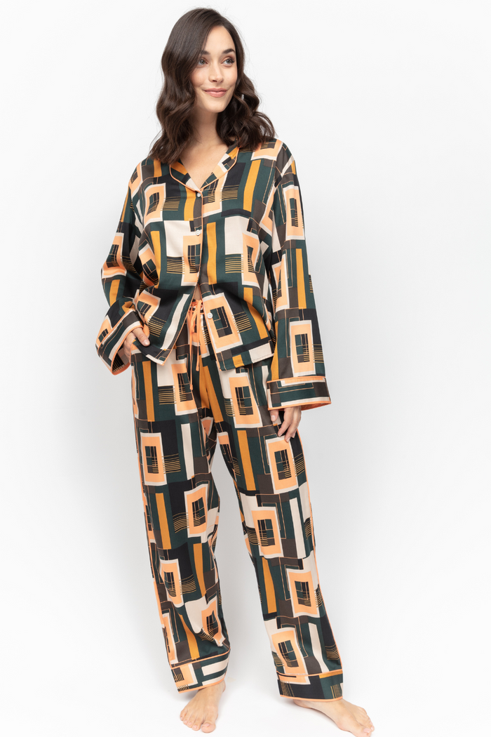 Fable & Eve Hackney Tile Print Pyjama Set Black