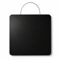 Blank 14x14 square hanging chalkboard with a wire handle against a plain white background
