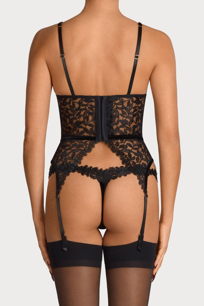 Coco de Mer Irena Skirted Thong Onyx Black