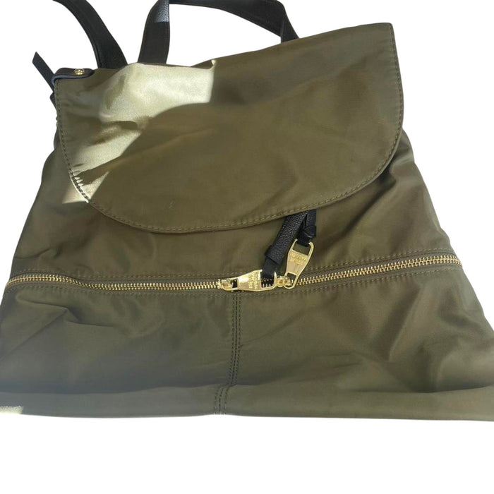 Khaki and green backpack
